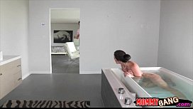 Son seducing stepmom on bed