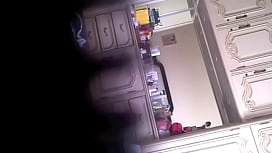 Son spying mom caught kitchen upskirt