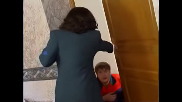 Russian mom and son office scene