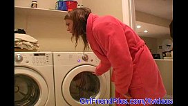Mom and son sex on washing machine