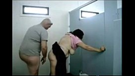 Horny son fucking his own mom in bathroom