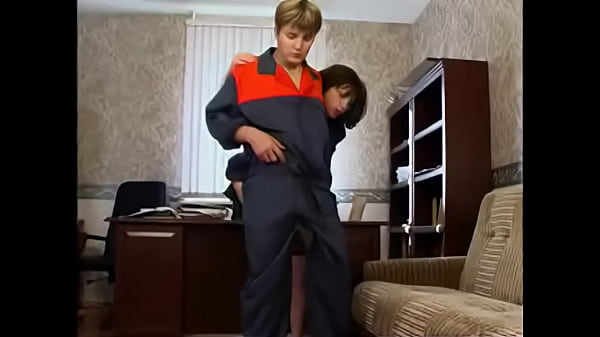 Russian mom and son office scene