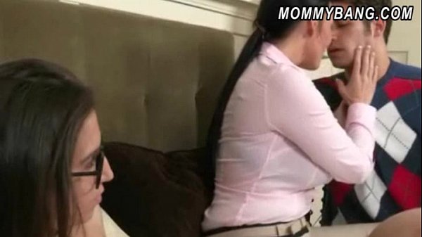 Mother and nerdy daughter threesome scene