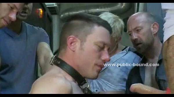 Gay boy scared in shop group sex scene