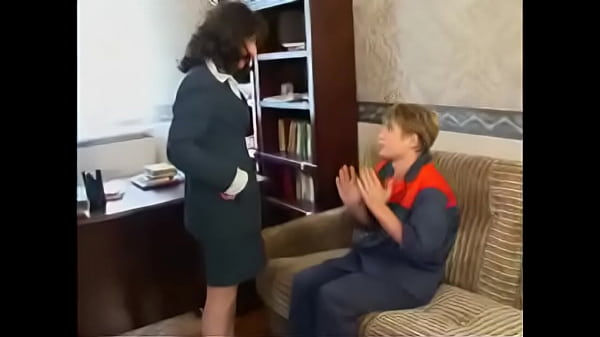 Russian mom and son office scene